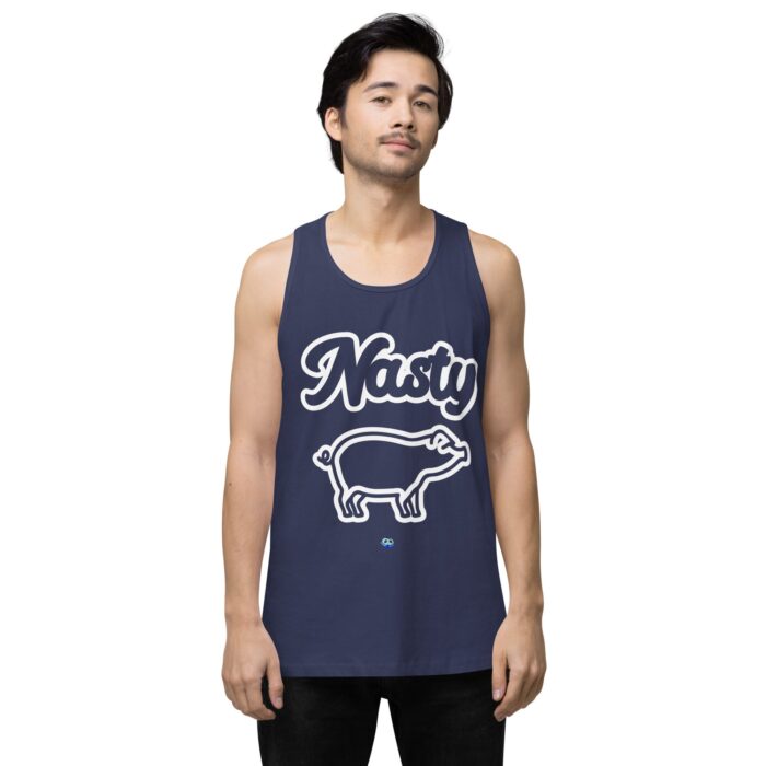 Men’s premium tank top - Nasty Little Piggy - Image 11