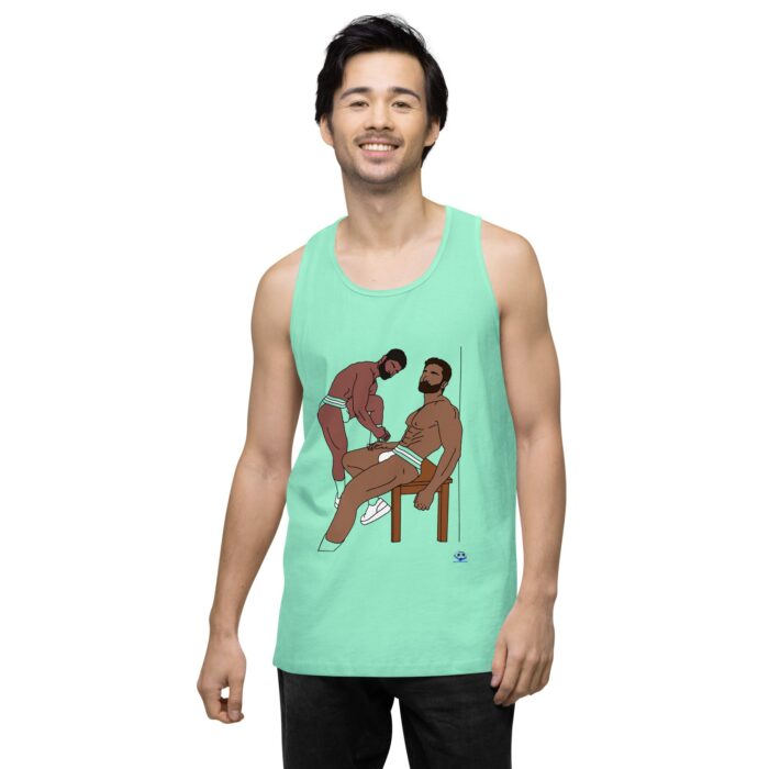 Men’s premium tank top - Steam Room Couple - Image 57