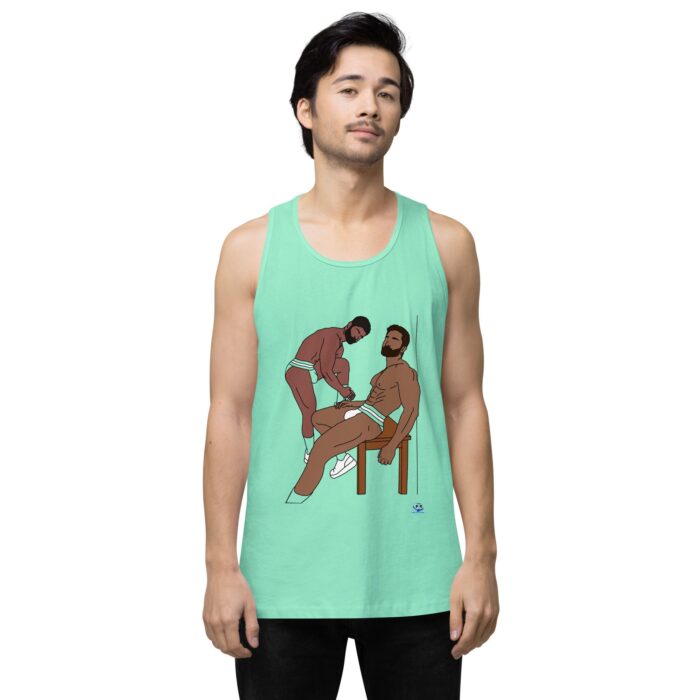 Men’s premium tank top - Steam Room Couple - Image 56
