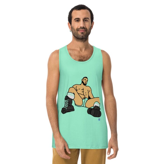 Men’s premium tank top - Waiting in Boots - Image 23