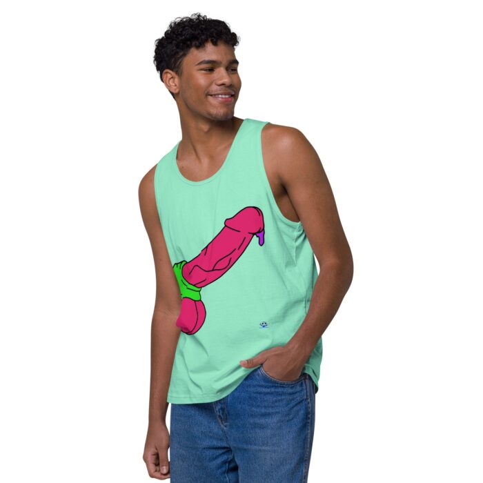 Men’s premium tank top - Pop Art Cock and Ball Scratcher - Image 47