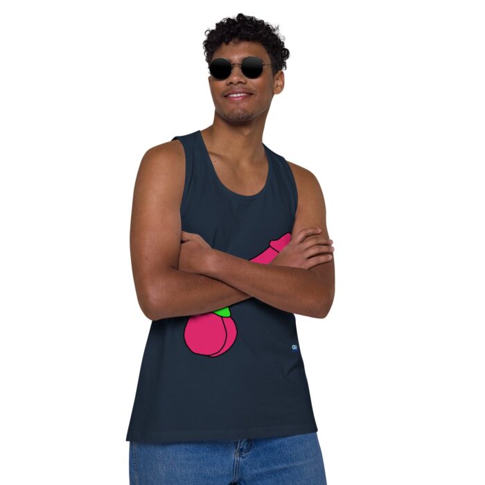 Men’s premium tank top - Pop Art Cock and Ball Scratcher - Image 15