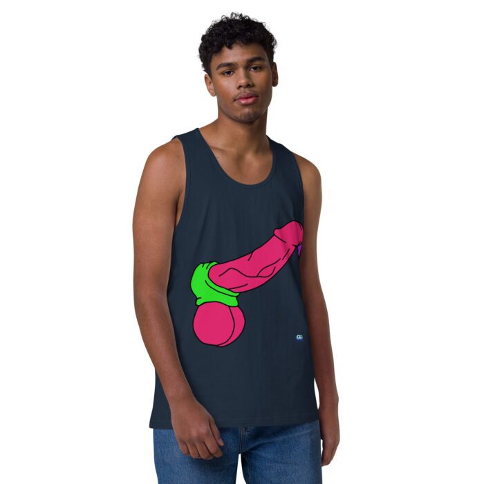 Men’s premium tank top - Pop Art Cock and Ball Scratcher - Image 14