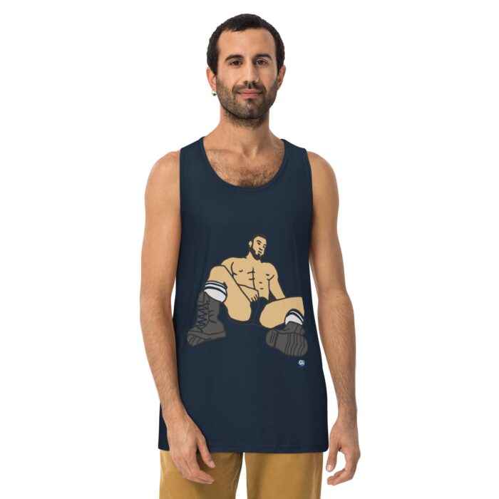 Men’s premium tank top - Waiting in Boots - Image 8