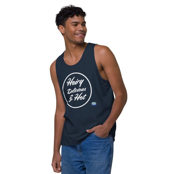 Men’s premium tank top - Hairy, Delicious, and Hot - Image 16