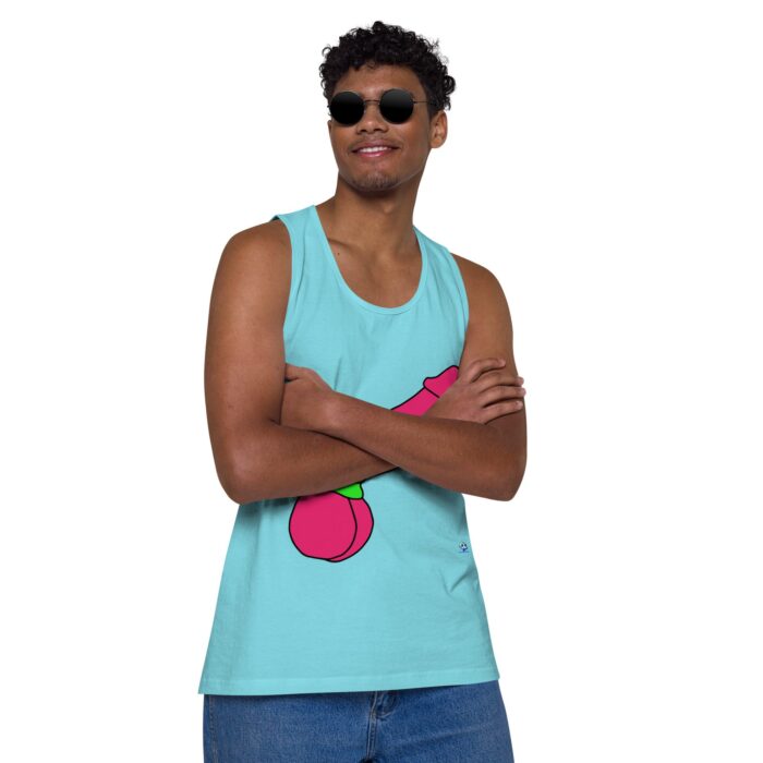 Men’s premium tank top - Pop Art Cock and Ball Scratcher - Image 42