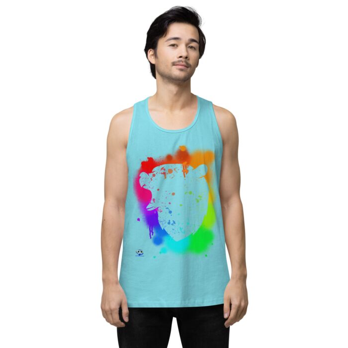 Men’s premium tank top - Bear Paint Rainbow - Image 51
