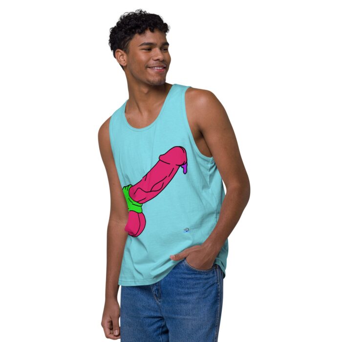 Men’s premium tank top - Pop Art Cock and Ball Scratcher - Image 43