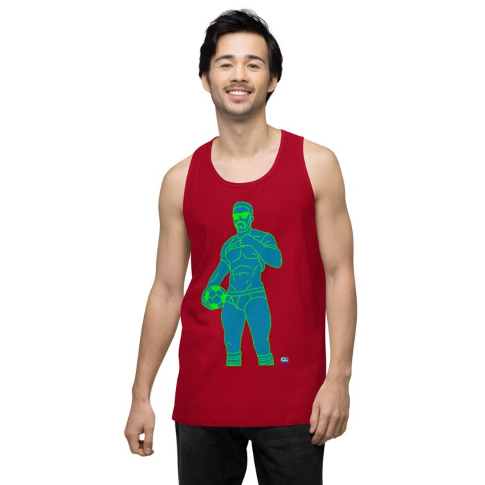 Men’s premium tank top - Pop Art Soccer Player - Image 13