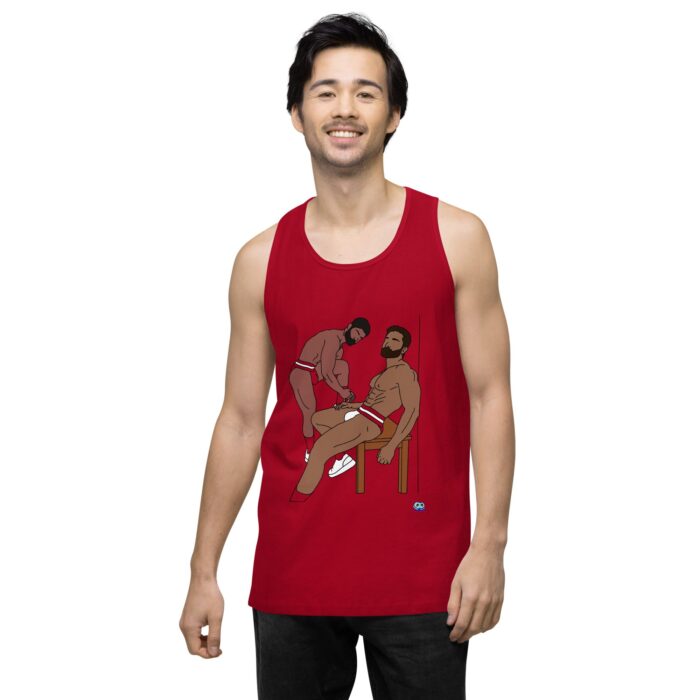 Men’s premium tank top - Steam Room Couple - Image 13