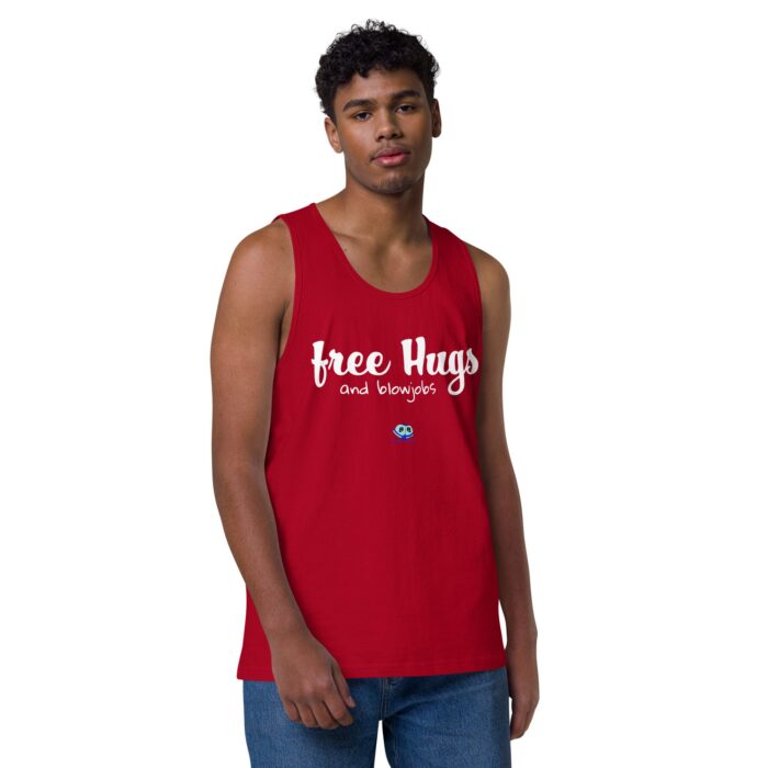 Men’s premium tank top - Free Hugs and Blowjobs - Image 10