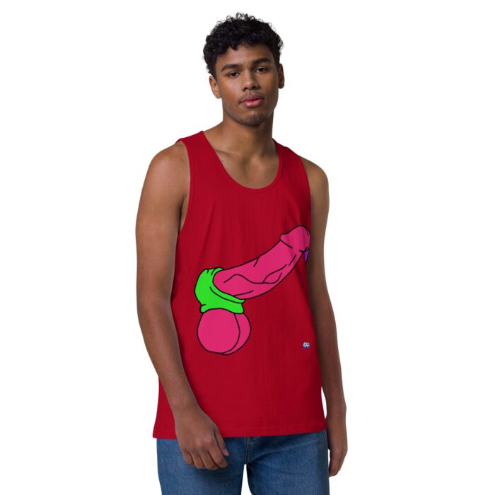 Men’s premium tank top - Pop Art Cock and Ball Scratcher - Image 10
