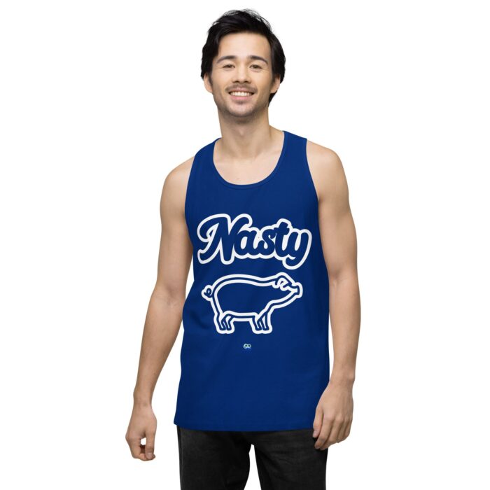 Men’s premium tank top - Nasty Little Piggy - Image 4