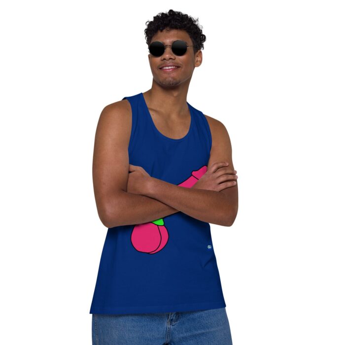 Men’s premium tank top - Pop Art Cock and Ball Scratcher - Image 7