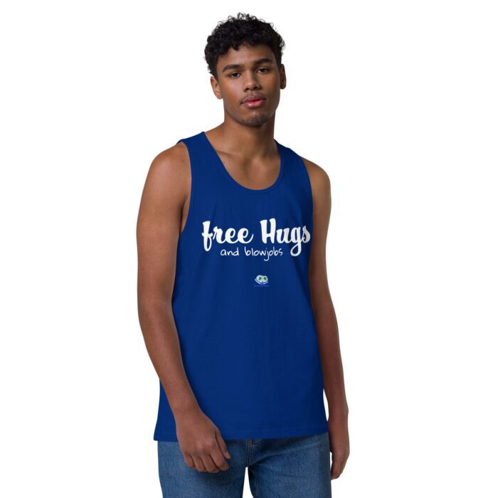 Men’s premium tank top - Free Hugs and Blowjobs - Image 6