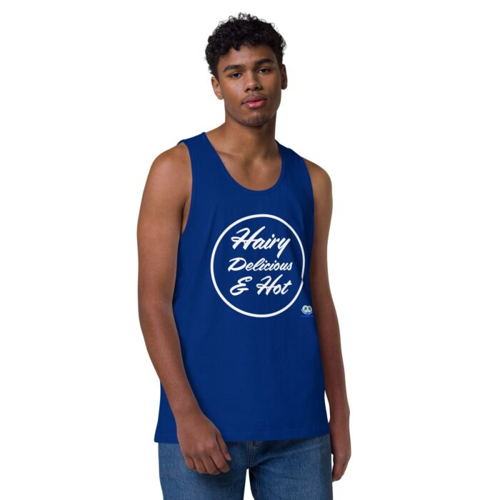 Men’s premium tank top - Hairy, Delicious, and Hot - Image 6