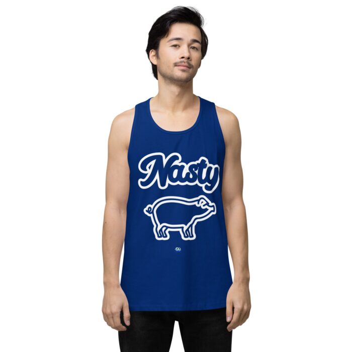 Men’s premium tank top - Nasty Little Piggy - Image 3