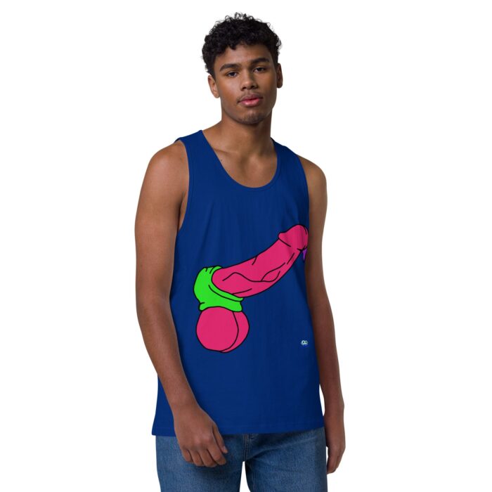 Men’s premium tank top - Pop Art Cock and Ball Scratcher - Image 6