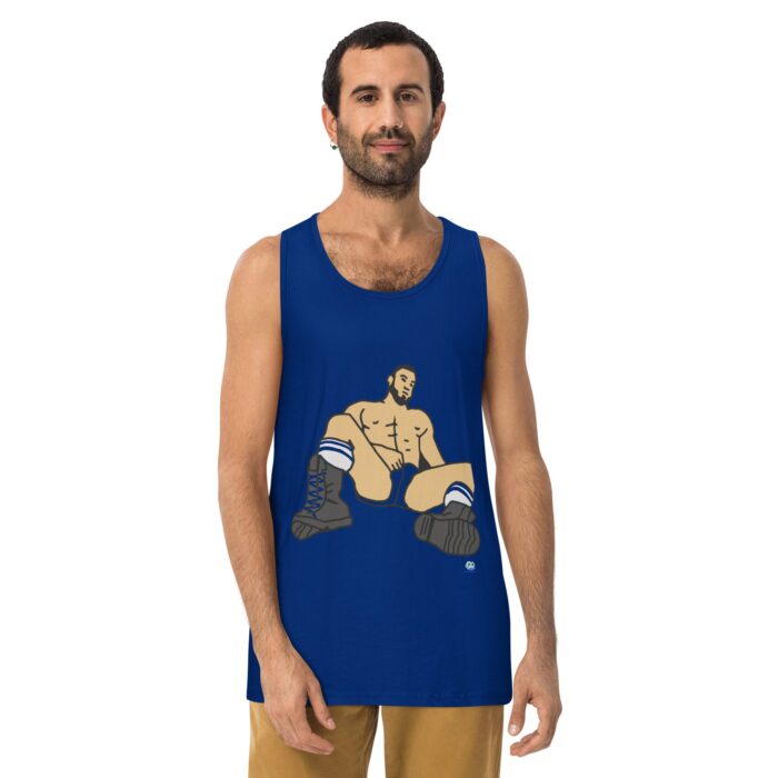 Men’s premium tank top - Waiting in Boots - Image 4