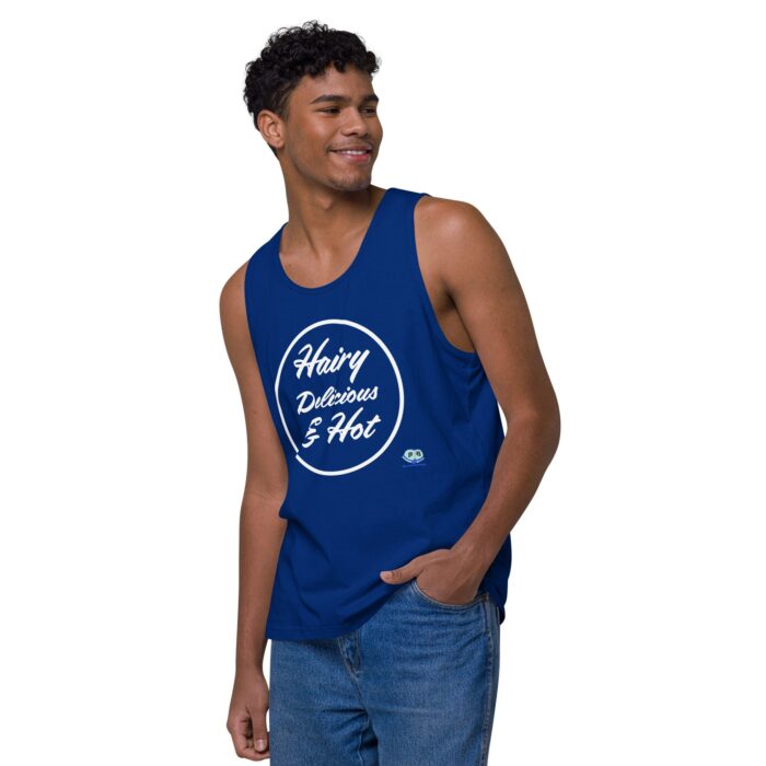 Men’s premium tank top - Hairy, Delicious, and Hot - Image 8