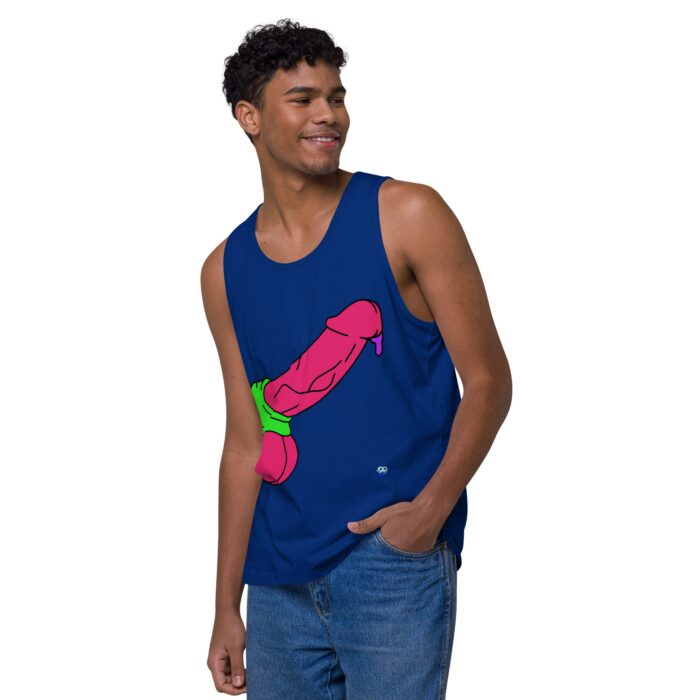 Men’s premium tank top - Pop Art Cock and Ball Scratcher - Image 8