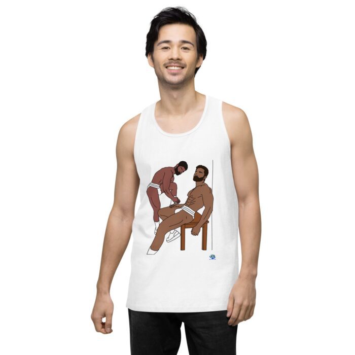 Men’s premium tank top - Steam Room Couple - Image 62