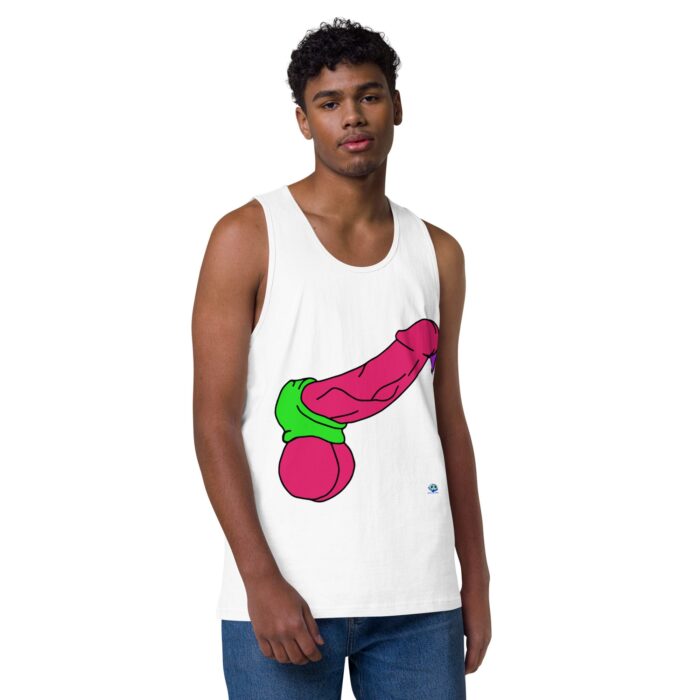 Men’s premium tank top - Pop Art Cock and Ball Scratcher - Image 49