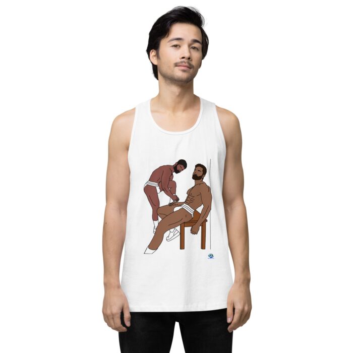 Men’s premium tank top - Steam Room Couple - Image 61