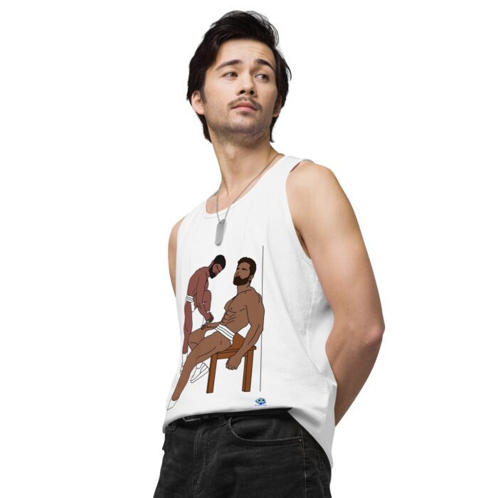 Men’s premium tank top - Steam Room Couple - Image 64