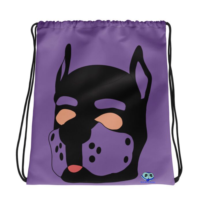 Drawstring bag - 2 Sided Print - Pup Mask (Purple)