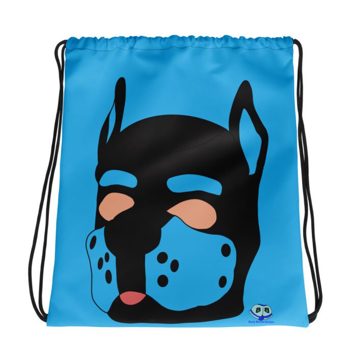 Drawstring bag - 2 Sided Print - Pup Mask (Blue)